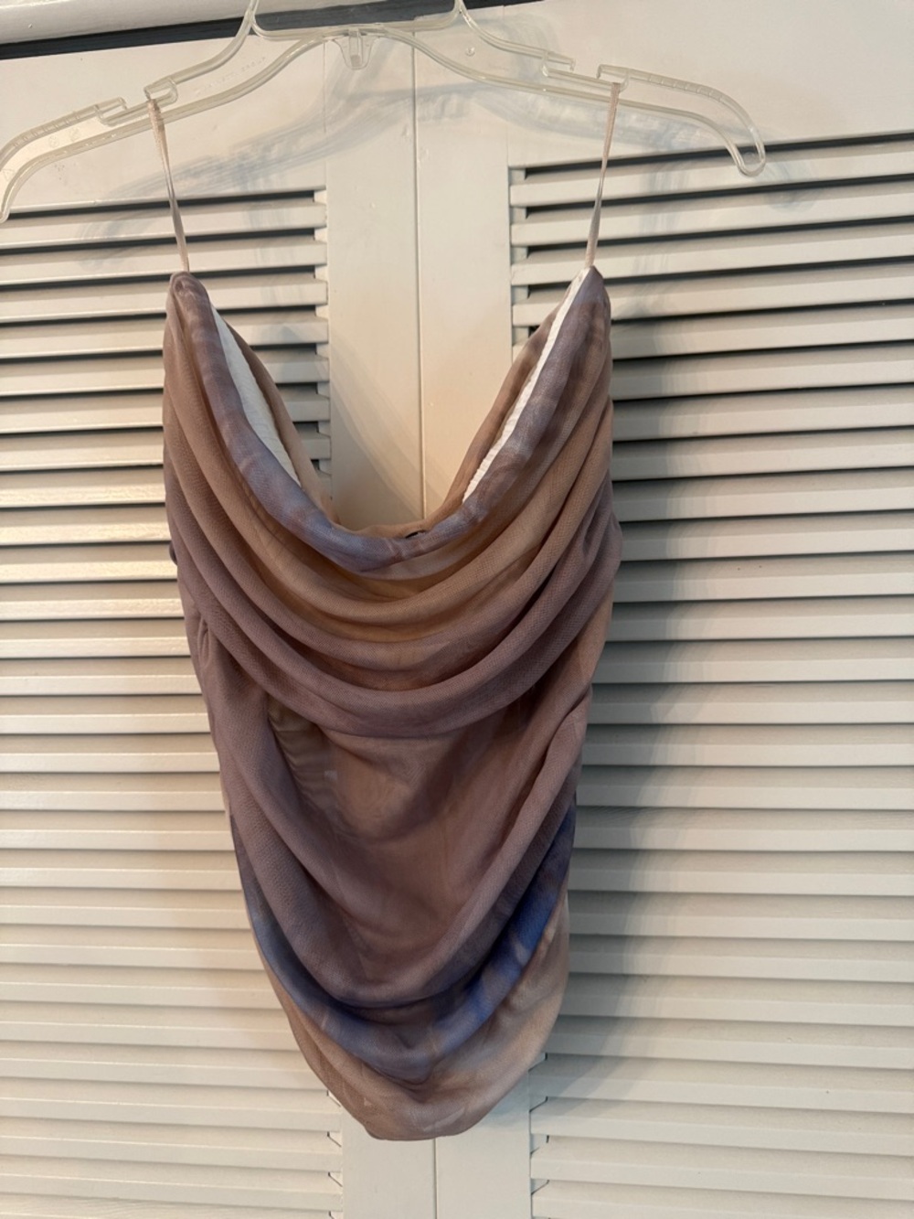 Draped strapless Top in Mauve Taupe